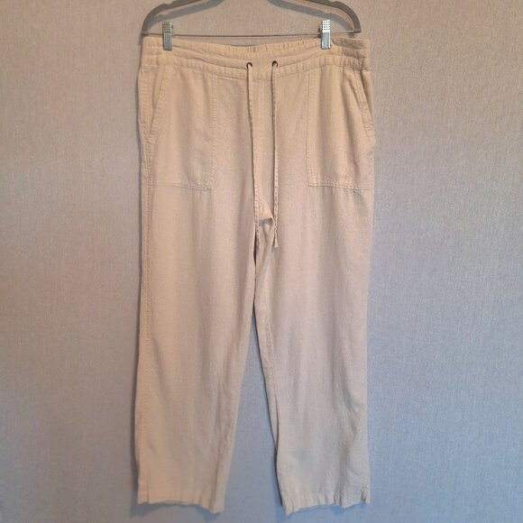 💙 Nicole Miller Pull On Linen Blend Lose Fit Pants Size XL/2X Fall Loungewear - Picture 1 of 8